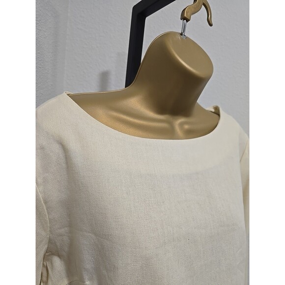 Ivory Cotton Blend Top Pants Set Womens Lg Cream Twill Long Sleeve Quiet Luxury - Picture 2 of 14